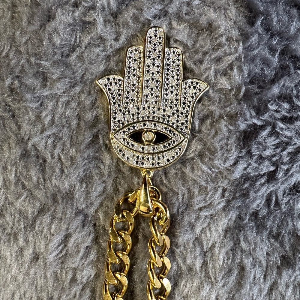 Gold Hamsa Hand Pendant Necklace